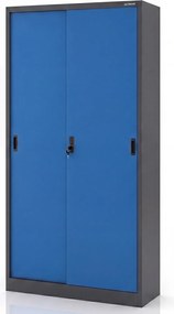 Przesuwna szafa biurowa Kuba, 90x40x185 cm, antracyt/niebieski