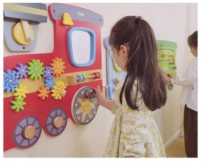 Viga drewniana tablica sensoryczna-manipulacyjna edu pociąg