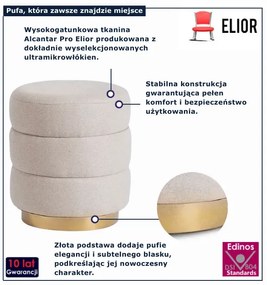 Beżowa okrągła pufa tapicerowana - Evir 4X