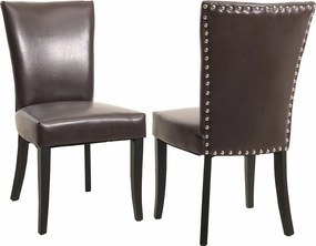 Krzesło do jadalni Edinburgh (zestaw 2 sztuk),  imitacja skóry, brązowe, ciemne nogi