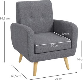 HOMCOM Fotel pojedynczy, fotel relaksacyjny, fotel telewizyjny, fotel tapicerowany o wyglądzie lnu