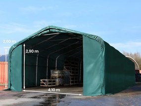 TOOLPORT 6x18m Hala namiotowa - 2,6 m wysokość ścian bocznych z 4,1x2,9m brama, PVC 850, ciemnozielony, ze statyką (podłoże gruntowe) - (49419)