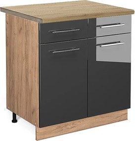 Szafka dolna do kuchni antracyt wysoki połysk 80x60x82 fame-line