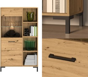 Witryna z przeszkleniem i półkami Nevio 19, dąb artisan