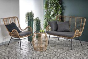 IKARO XL sofa naturalny-popiel, rattan, tkanina, boho, skandynawski