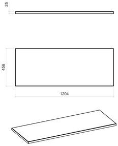 Prostokątny blat łazienkowy  Dąb 120 cmS9-N85