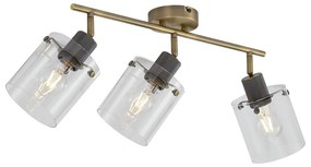 Designerski reflektor sufitowy brązowy z przezroczystym szkłem 3-punktowy - Domo