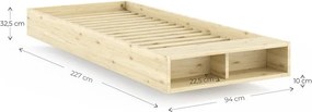 Łóżko jednoosobowe z litego drewna sosnowego bez zagłówka ze stelażem 90x200 cm w naturalnym kolorze Merge – Karup