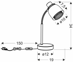 Industrialna czarna lampka na biurko - D184-Fizex