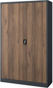 Szafa biurowa na akta szeroka Eco Design Jan II, 115x40x185 cm, antracyt/orzech