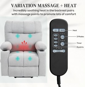 HOMCOM Fotel dla seniorów z funkcją podnoszenia, funkcja leżenia, pilot, 144 cm x 91 cm x 88 cm, jasnoszary