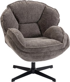HOMCOM Nowoczesny fotel typu wingback, welurowy fotel z podłokietnikami, czteroramienna podstawa, sprężyny S, funkcja obrotu 360°, szary | Aosom PL