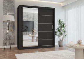 Szafa przesuwna LYON z lustrem 180 cm czarny