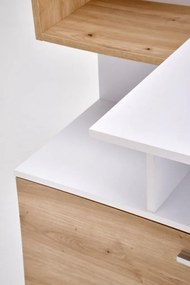 Biurko komputerowe MISO białe/dąb artisan z regałem HALMAR