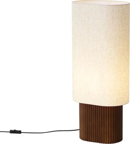 Lampa podłogowa Japandi drewno orzechowe z abażurem z tkaniny 70 cm - Lamel