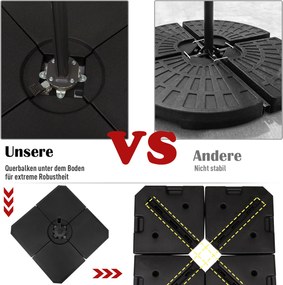 Outsunny Obciążnik do parasola 4-cz. Podstawa parasola 80 kg wody lub 120 kg piasku HDPE czarny