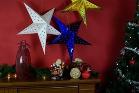 Świąteczna gwiazda z timerem,60 cm, 10 LED, biała