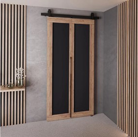 Drzwi Przesuwne QUDIO M1 Dąb Craft Złoty + Czarny 80