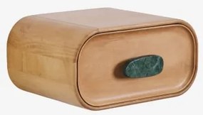 Zestaw 2 Wiszących Stolików Nocnych 50x35 Cm Z Drewna Mango I Naturalnego Kamienia Kivalina Zielony Marmur Udaipur - Drewno Mango - Sklum