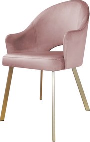 Krzesło Velvet tkanina Welur noga metalowa : Kolor nogi - Złota profil, Kolor tkaniny - VELVET - MG58, Typ siedziska - Siedzisko stałe
