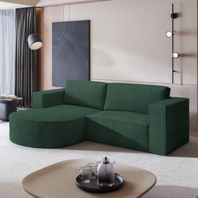Masseno Narożnik SORELA z funkcją spania i pojemnikiem na pościel Narozniki L, Rozkładana sofa - Zielony, POSO 14
