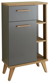 Szaro-naturalna niska szafka łazienkowa w dekorze dębu 50,5x89,5 cm Quickset 924 – Pelipal