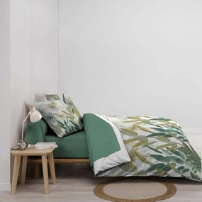 Biało-zielona bawełniana pościel dwuosobowa z prześcieradłem/6-częściowa 240x220 cm Otika – douceur d'intérieur
