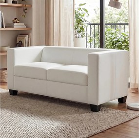 Sofa dwuosobowa Lille, sztuczna skóra, biała
