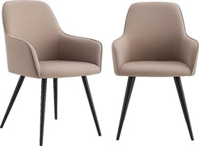 Zestaw 2 krzeseł jadalnianych KARU z tkaniny boucle i czarnego metalu - Beżowy kamień