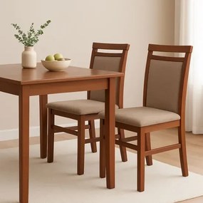 Klasyczne krzesło tapicerowane ciemny orzech + jasny brąz - Kensa 5X