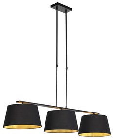 Nowoczesna lampa wisząca czarna klosz bawełniany czarny 32cm - Combi 3 Deluxe Nowoczesny Oswietlenie wewnetrzne