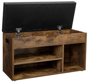 Vasagle Szafka na buty z miejscem do przechowywania LUJZA, 80x30x44cm, ciemny brąz/czarna