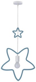 Biało-jasnoniebieska lampa wisząca z tekstylnym kloszem Single – Candellux Lighting
