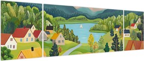 Obraz - Wioska w górach (170x50 cm)