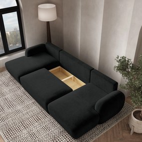 Masseno Narożnik SAVONA z funkcją spania i pojemnikiem na pościel Narozniki U, Rozkładana sofa - Czarny, KRONOS 07