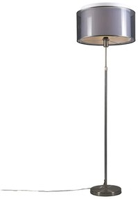 Lampa podłogowa stalowa z czarno-białym kloszem 47 cm regulowana - Parte Nowoczesny Oswietlenie wewnetrzne