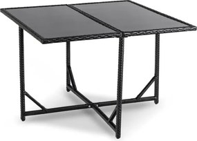 Zestaw Mebli Ogrodowych BONITO Czarny/Kremowy Fotele Pufy Stolik Technorattan Nowoczesny