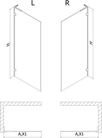 Mexen Lunar L ścianka prysznicowa Walk-in lewa 100 x 200 cm, transparent 8 mm, złota szczotkowana - 830L-100-000-55-00-L