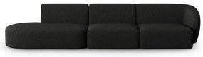 Czarna sofa z tkaniny szenilowej prawostronna 311 cm Paolo – Milo Casa