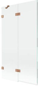 Mexen Lunar parawan nawannowy 2-skrzydłowy lewy 100 x 150 cm, transparent, miedź szczotkowana - 897-100-100-65-00-L