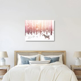 Obraz na szkle - Zebra w śnieżnym lesie (70x50 cm)