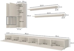 Meblościanka BAROS 270cm orzech/czarna HELVETIA