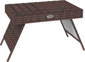 Outsunny Stolik ogrodowy Stolik kawowy zewnętrzny Stolik kawowy, PE-rattan, odporny na warunki atmosferyczne, 60 cm x 41 cm x 41 cm, Brązowy