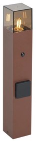 Przemysłowy słupek oświetleniowy zewnętrzny rdzawy brąz z przydymionym szkłem 50 cm z czujnikiem zmierzchu - Dania