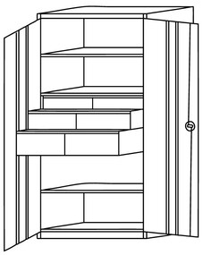 Kovona Metalowa szafa warsztatowa, 1950x950x500 mm, 2 półki, 6 szuflad