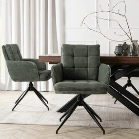 Krzesło Tapicerowane Obrotowe do Salonu AKITA Zielone Sztruksowe Nowoczesne