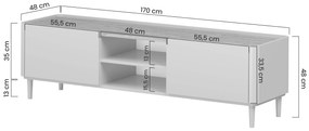 Szafka RTV Elivo 170 cm na nóżkach - eukaliptus / dąb baltic dune