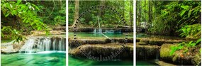 Obraz - Wodospad Erawan w Kanchanaburi, Tajlandia (z zegarem) (90x30 cm)