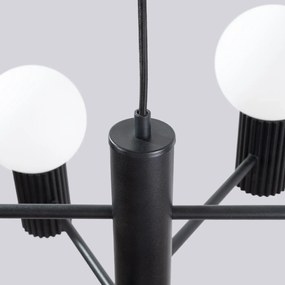 Żyrandol HALO 6 czarny ryflowany SOLLUX  LIGHTING
