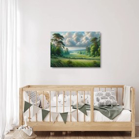 Obraz na szkle - Zielony krajobraz (70x50 cm)